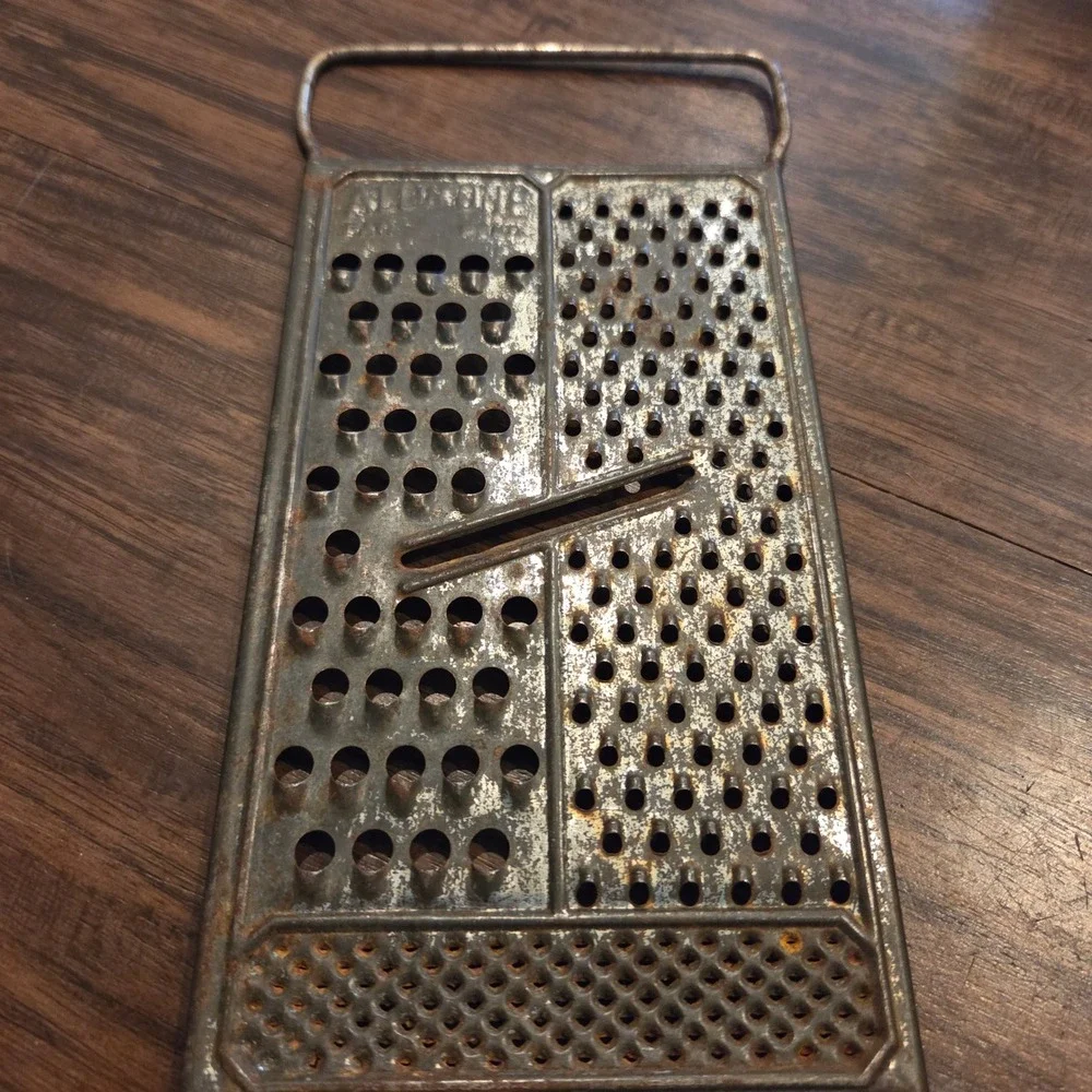 Vintage All-In-One Metal Hand Grater Slicer Primitive Kitchen Tool Farmhouse